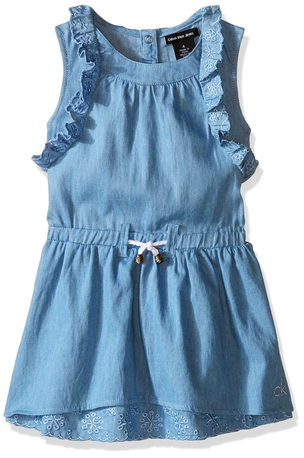 Calvin Klein Light Denim Dress with Eyelet Trim 1